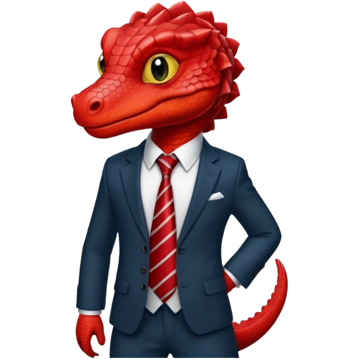 cute red reptile with tie & suit emoji