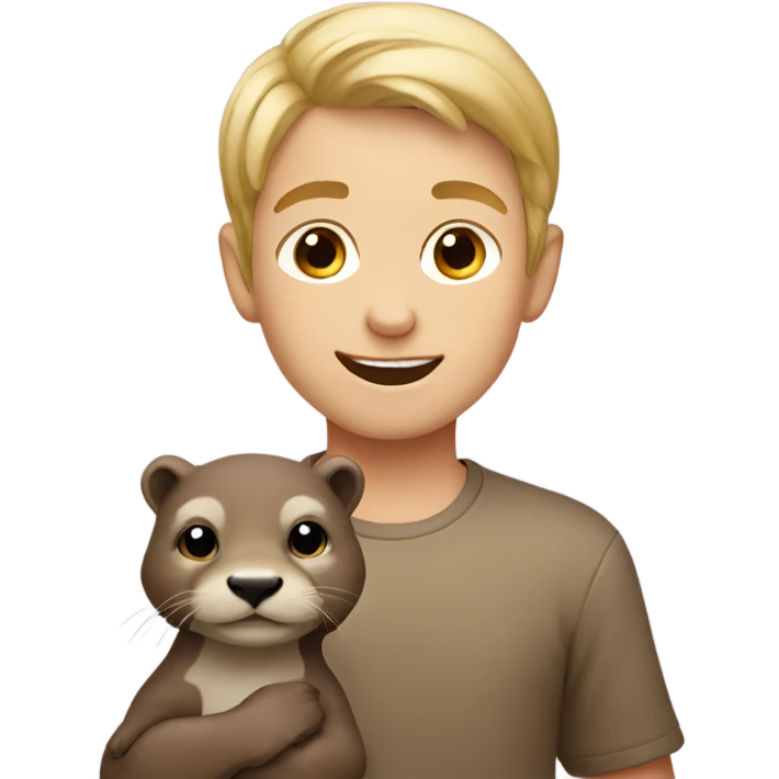 Blonde boy with otter  emoji