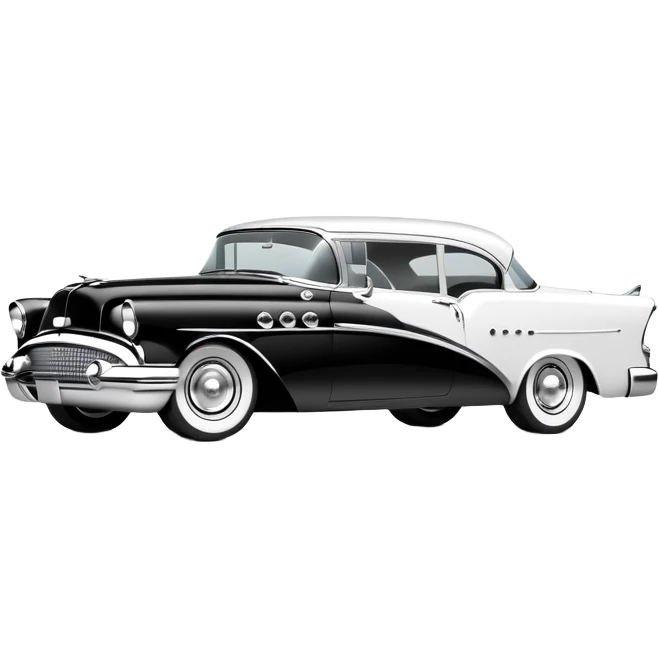 hot rod inspired by a 1956 Buick Century, black and white color scheme emoji