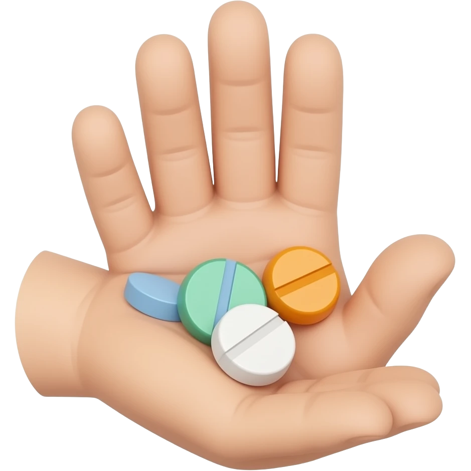 a palm handing me medicines emoji