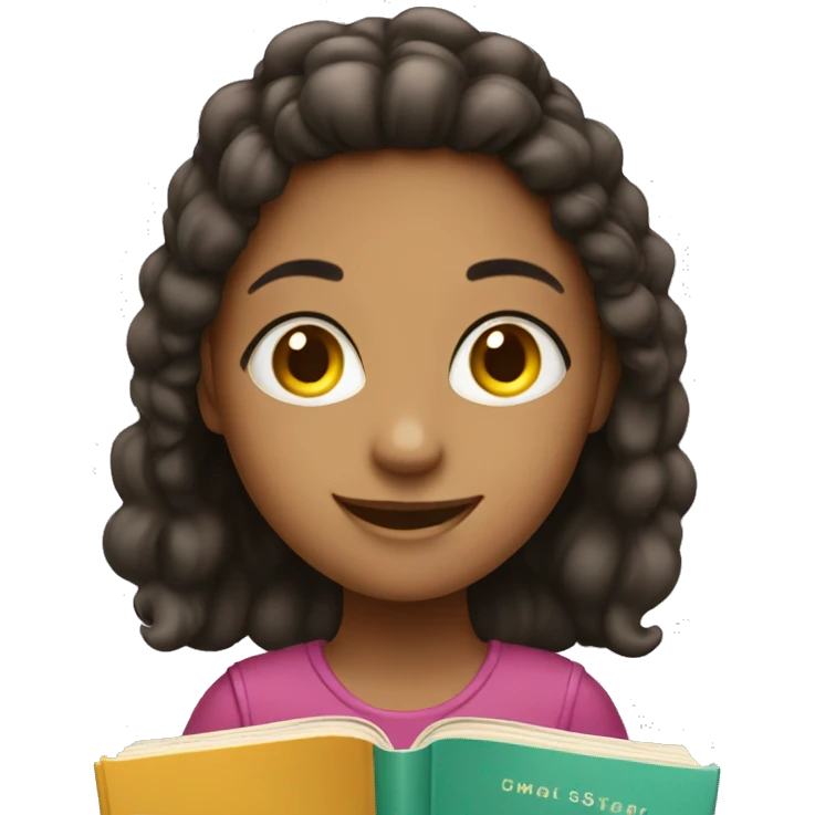 smiling girl with book emoji