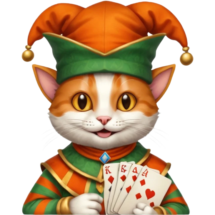 court jester cat medieval, poker cards emoji