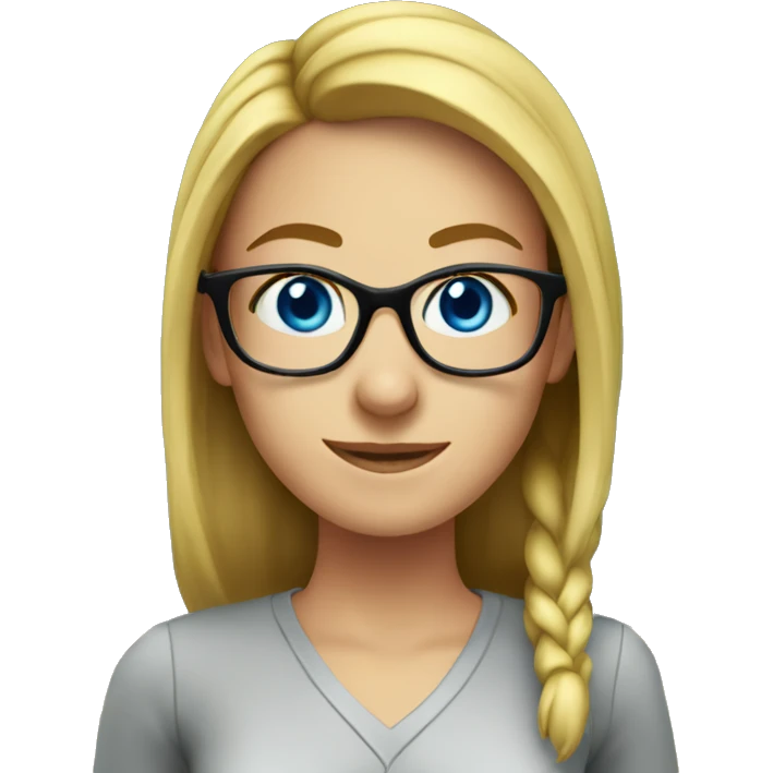 female teacher, blue eyes, in front of a blackboard, wearing glasses emoji