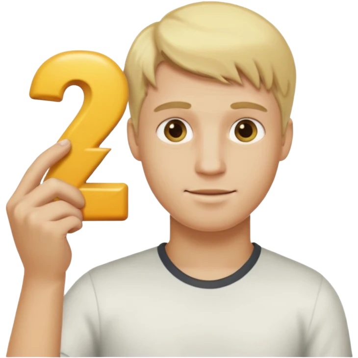 A blonde guy holding the number 2 emoji