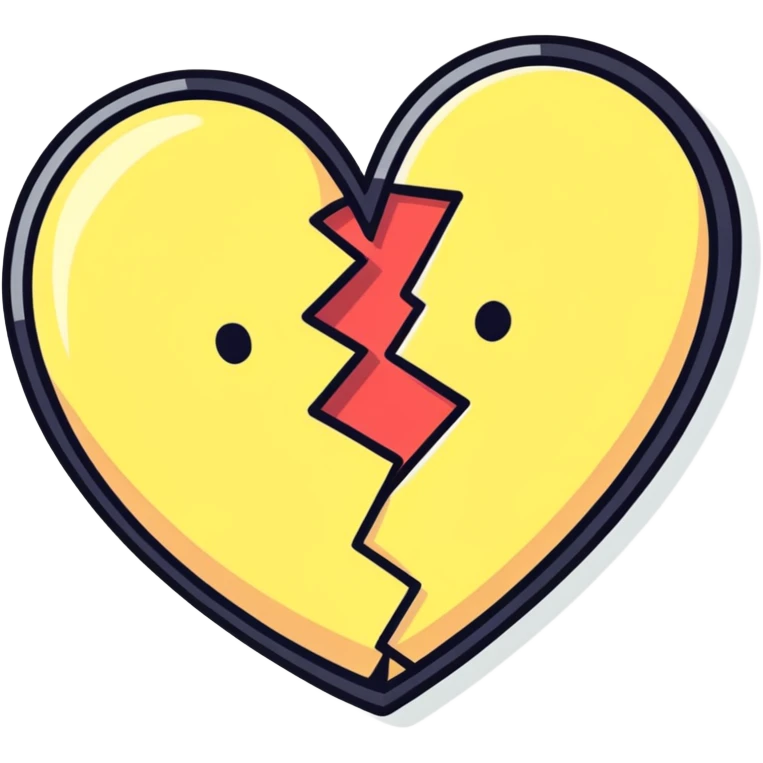 broken heart cartoon sticker style emoji