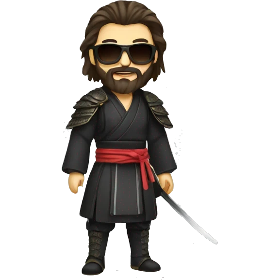 Darkbrown Long samurai hair, male, beard,sunglasses emoji