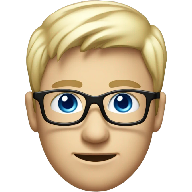 European male, blue eyes, short hair, blond, tech nerd, specs black, pcb designer, apple emoji