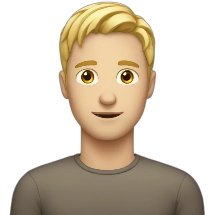 white guy with blond hair and brown eyes emoji