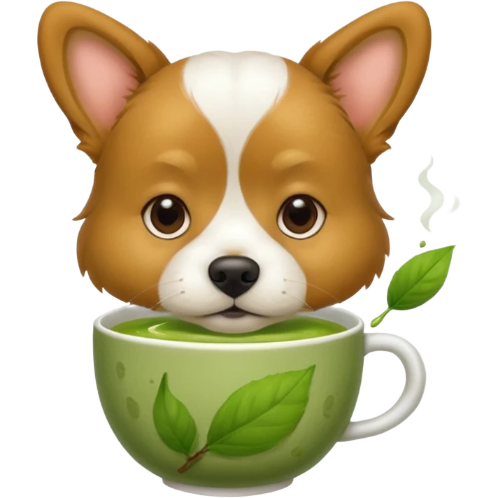 dog drinking matcha emoji