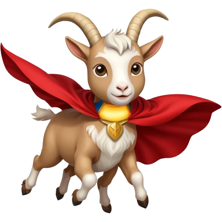 white female goat wearing a read cape like superman emoji