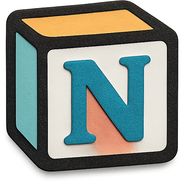 notion icon in paper cut style, white background, black outline, colorful, simple, flat emoji