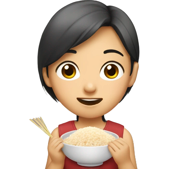asian girl eating rice emoji