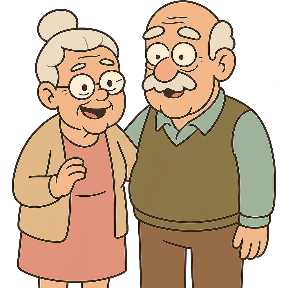 elderly white grandmother and grandfather together emoji