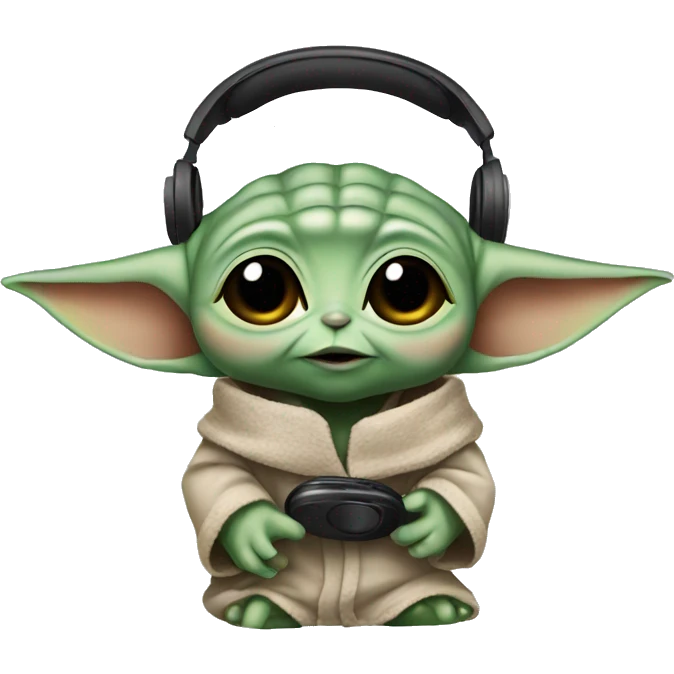 baby yoda with headphones emoji