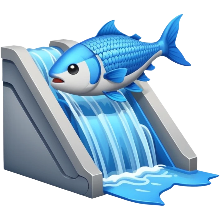 Emoji-style illustration of a fish ladder, flat vector look, bold outlines, minimal details, no background emoji