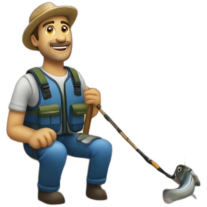 Mi foto de pescador con caña en el mar emoji