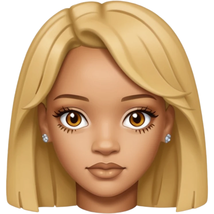 Rihanna, light hazel eyes, current 2026 emoji