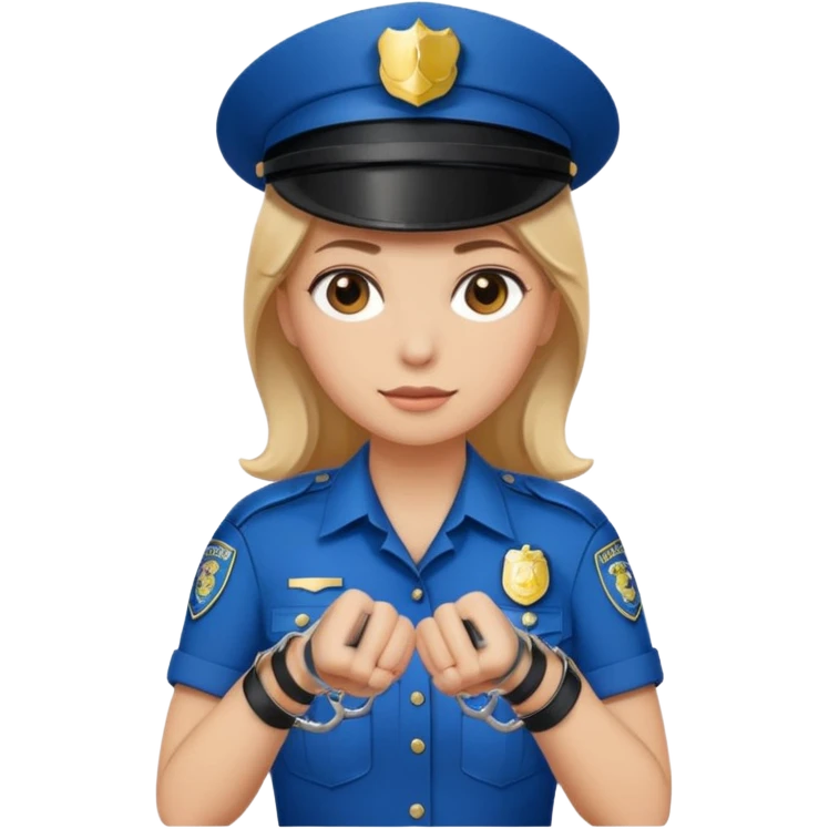police woman hand cuffs one hand emoji