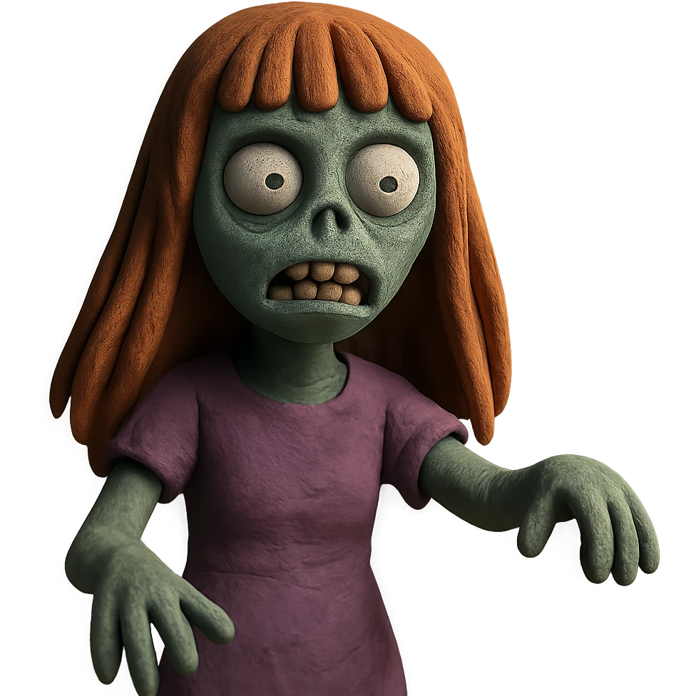 zombie girl with long ginger hair and bangs emoji