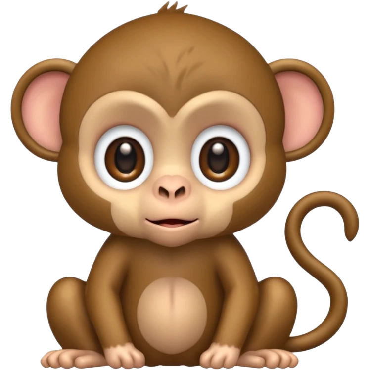 Cute 2.5D shading Graphics. Front View Monkey. emoji