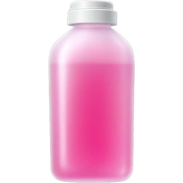 plastic bottle with crystaline pink liquid emoji
