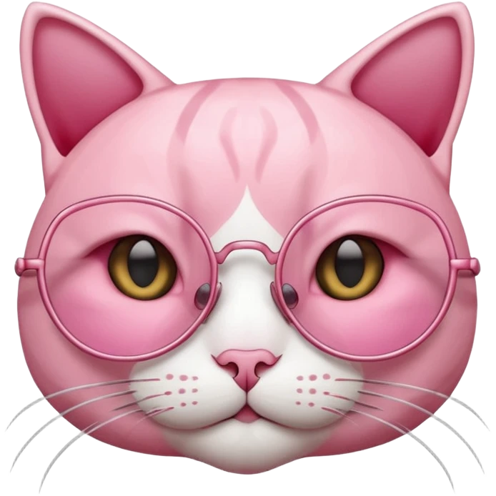 Rose pink glasses, cat type shaped. Negative: cat. emoji