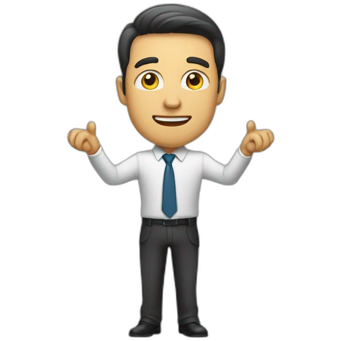 Business man showing something  emoji