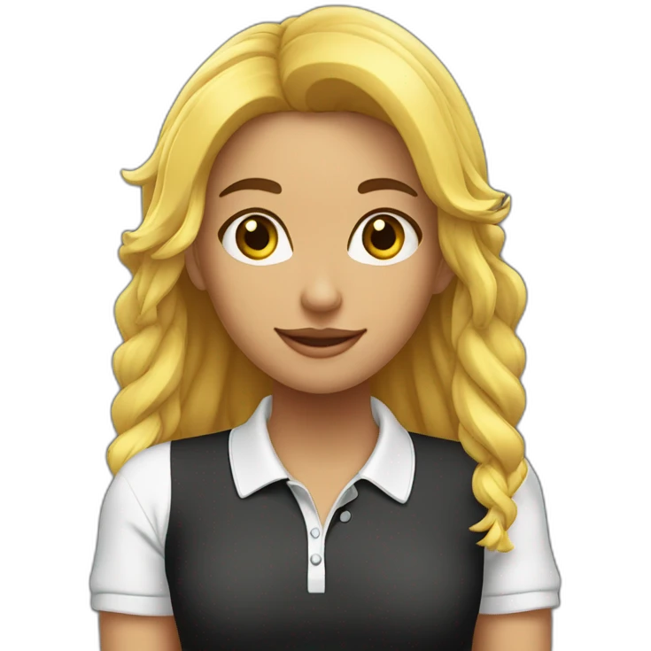 Chica pelo largo negro polo blanco sorpresa emoji