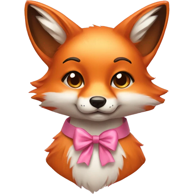 fox wearing a cute pink bow  emoji