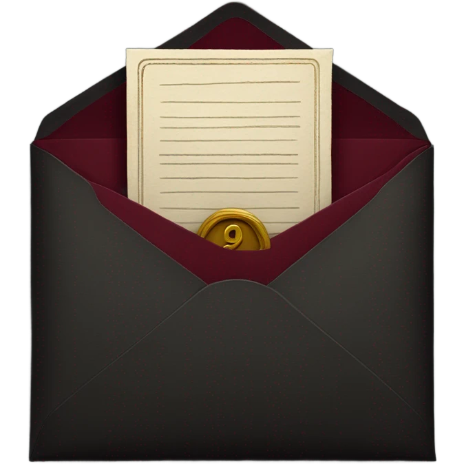 black envelope with burgundy wax seal emoji