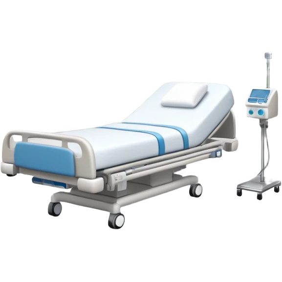 Hospital sleep laboratory with hospital bed, sleep monitoring equipment, medical staff, EEG monitors, and hospital room features emoji