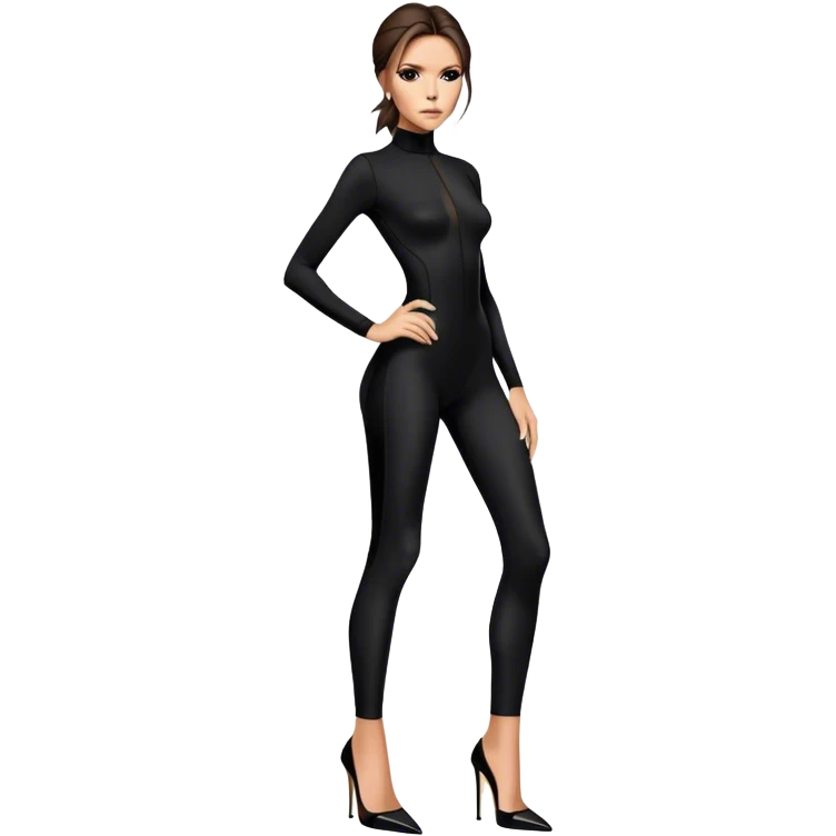 Victoria Beckham black bodysuit wearing black heels emoji