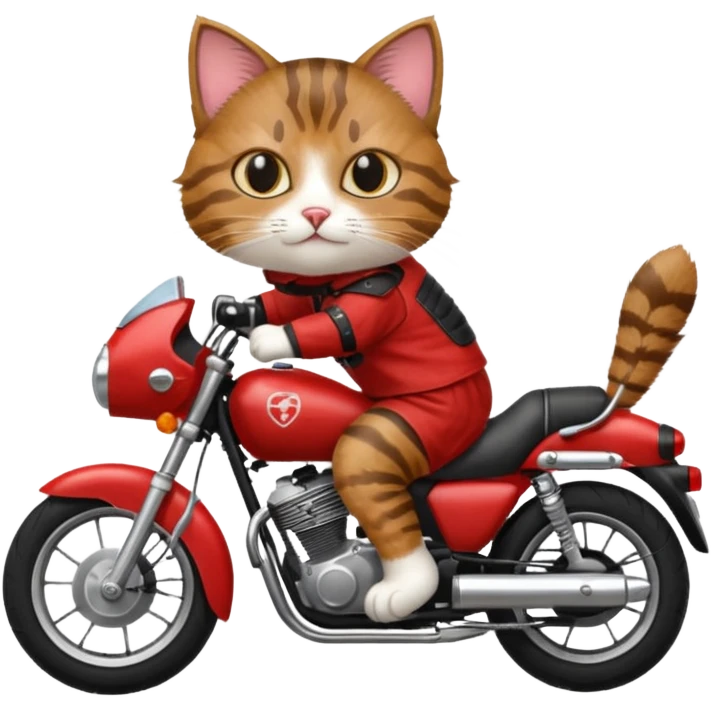 Cat on red and black motorcycle emoji