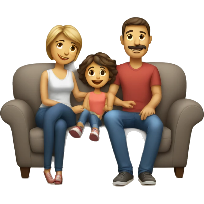 mom and dad and kid on couch emoji