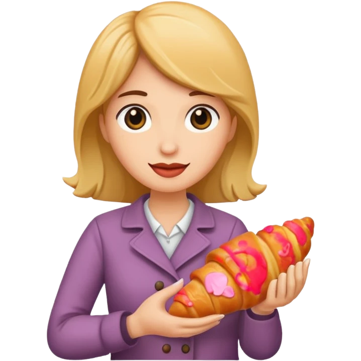woman holding croissant emoji