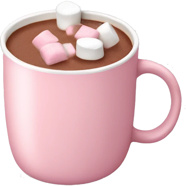 Light Pink mug of hot chocolate with marshmallows  emoji
