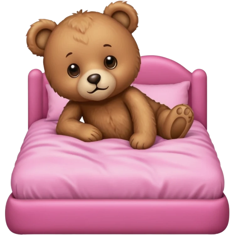 Teddy bear in pink bed emoji