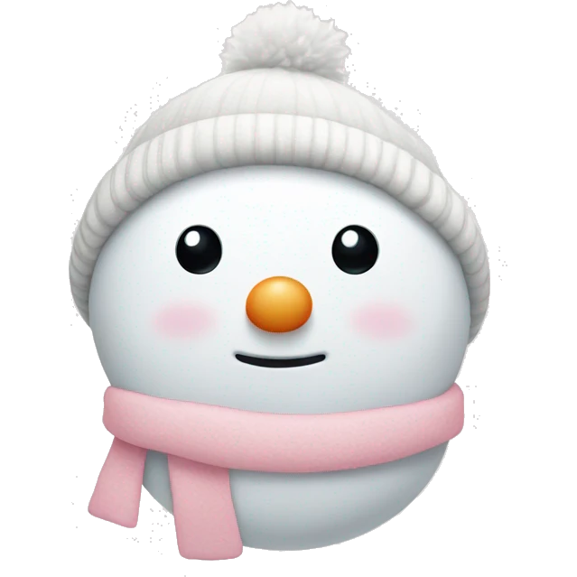 Cute white and light pink snowman emoji