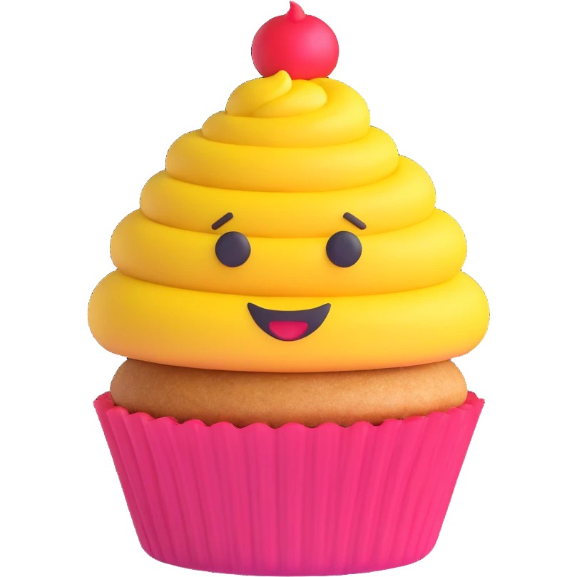 3D emoji style cupcake emoji