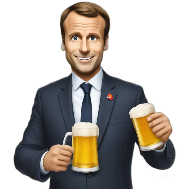 Emanuel Macron qui boit une bière emoji