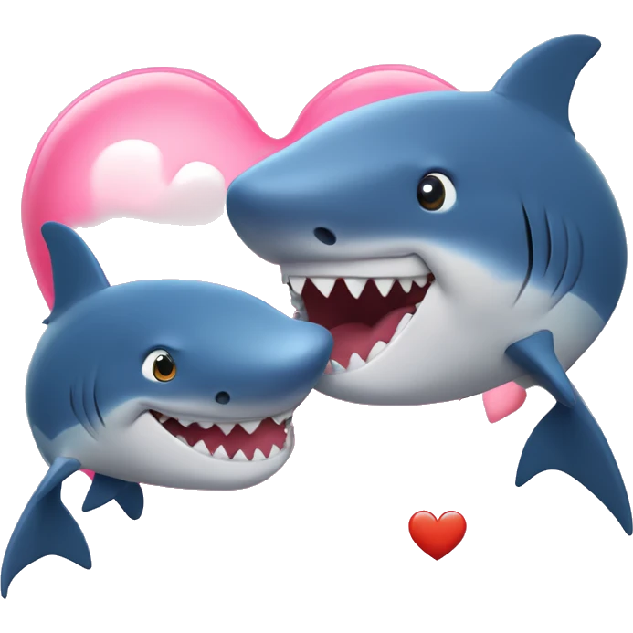 Une requin et un dauphin avec un coeur entre les deux emoji