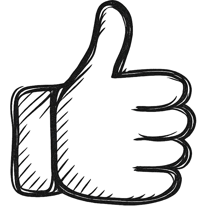hand drawn outlined icon of a thumbs up, no fill emoji