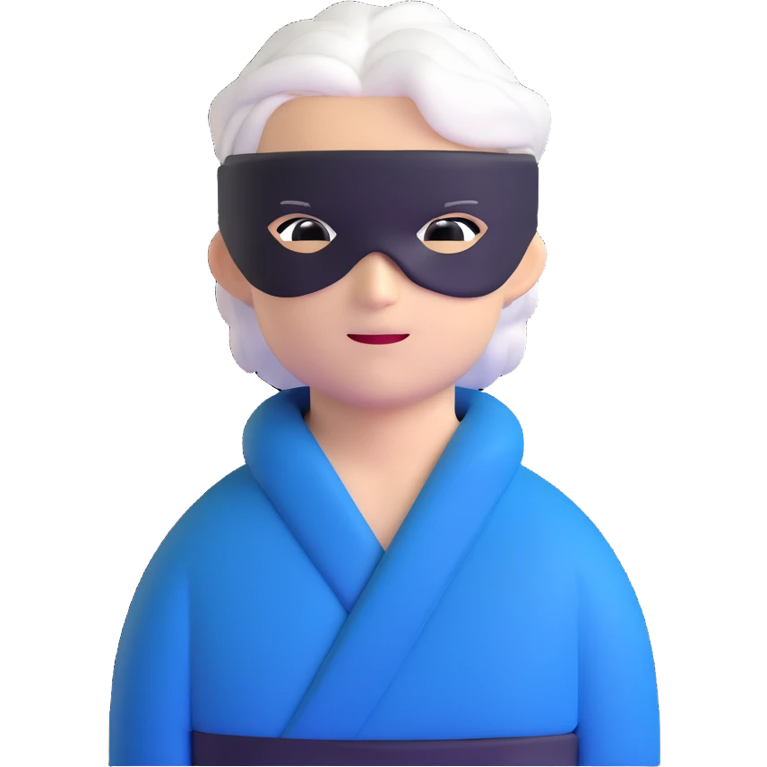 Satoru Gojo from Jujutsu Kaisen with white hair, blindfold, black and blue outfit, confident smirk emoji