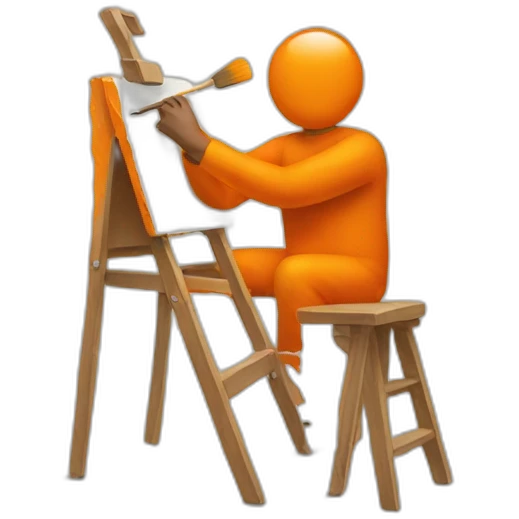 person painting orange emoji