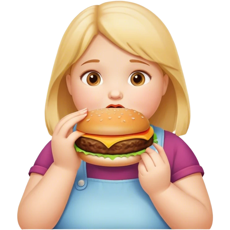 fat little girl eating burger  emoji