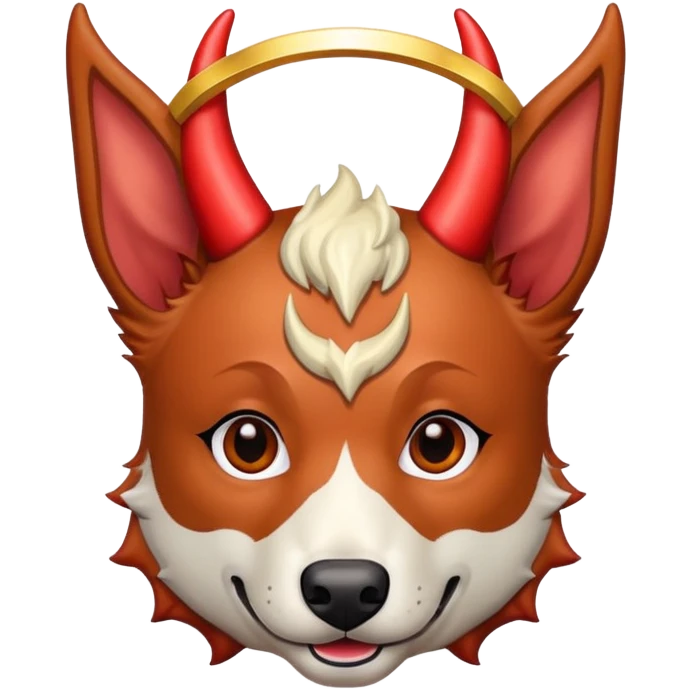 This Red heeler with devel horns and a halo emoji