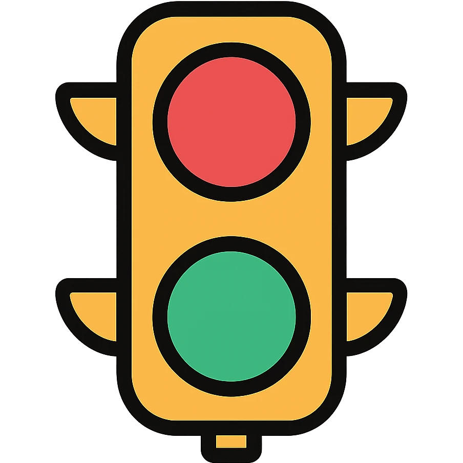Transform this into a stop and go light showing both red and green lights, keep the color outline icon style, no background. emoji