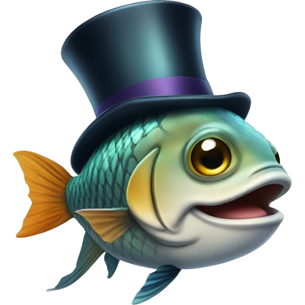 Fish with tophat and smile emoji
