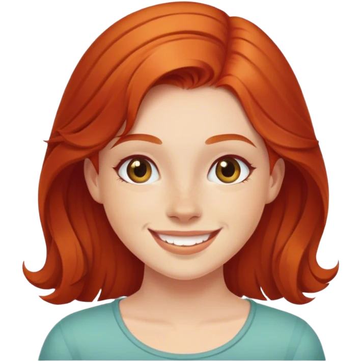 Redheaded girl smiling indoors emoji
