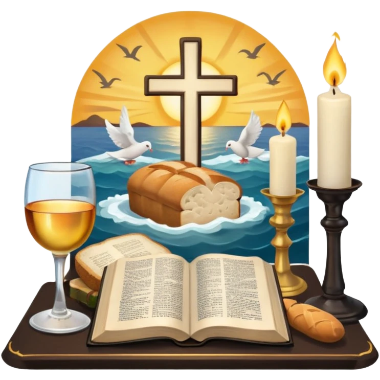 ✝️👑🕊️🙏✨❤️🌅🌊🥖🍷🕯️📖 emoji